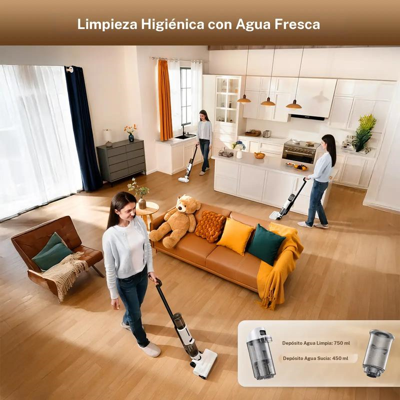 Aspiradora 2 en 1 Sin Cable | Limpia Suelos Secos y Húmedos