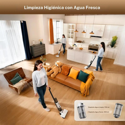 Aspiradora 2 en 1 Sin Cable | Limpia Suelos Secos y Húmedos