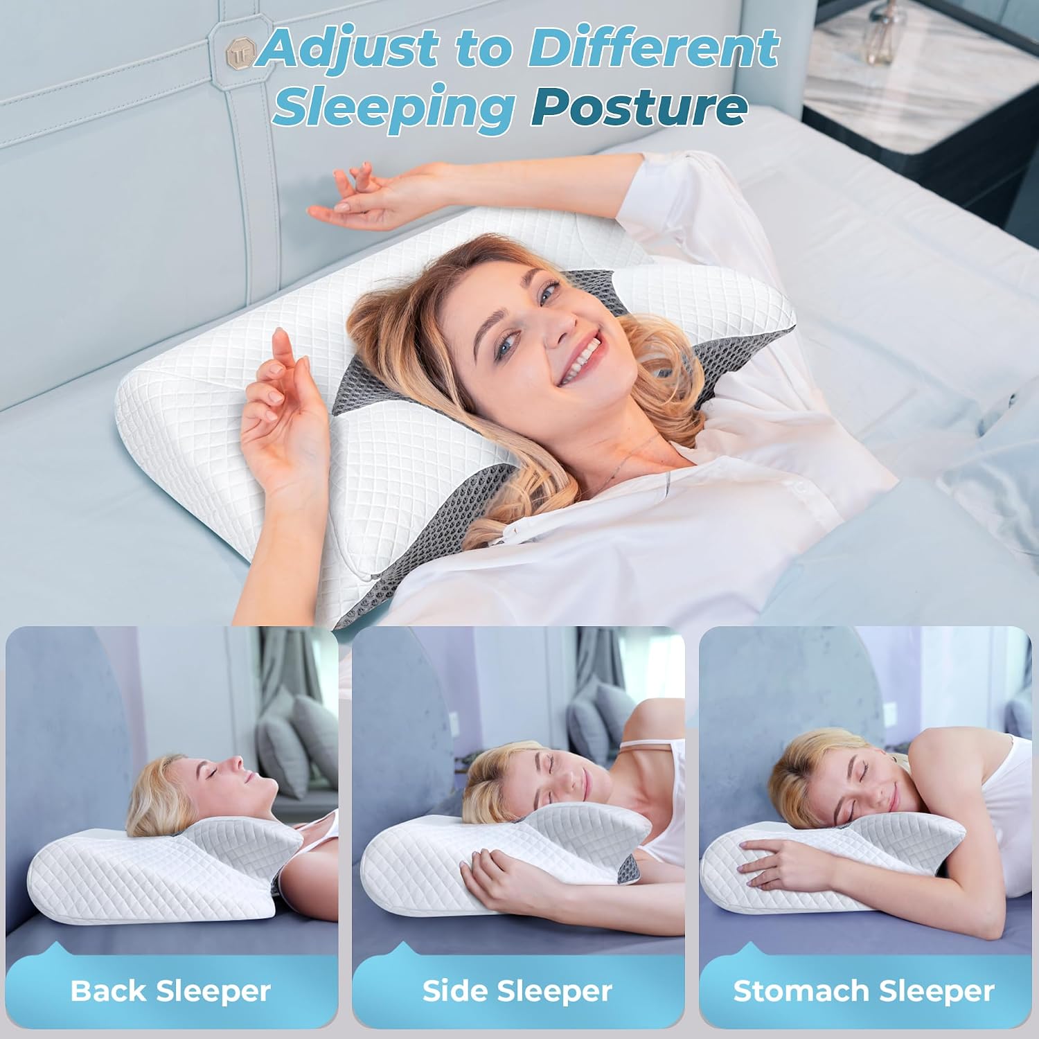Almohada Cervical Refrescante | Ergonómica y de Espuma Viscoelástica