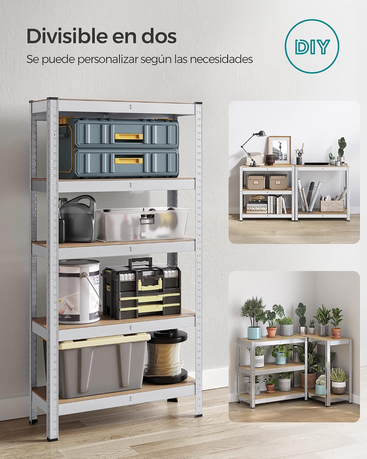 Pack de 2 Estanterías Metálicas | 5 Baldas Ajustables para Garaje y Trastero