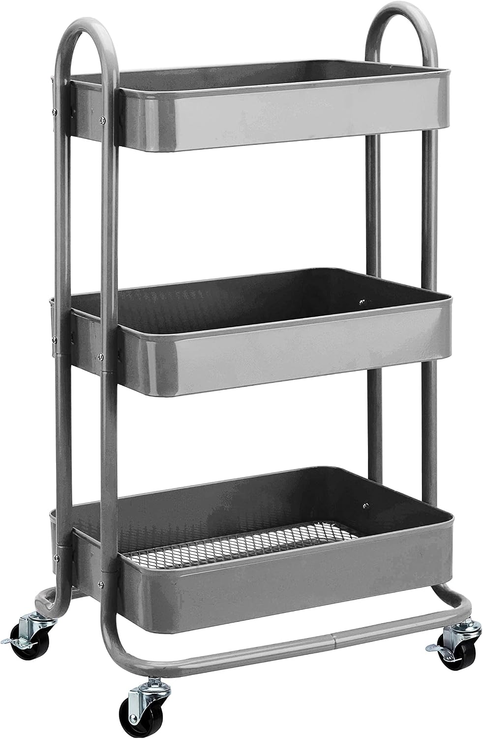 Carrito Auxiliar con Ruedas de 3 Niveles, Carro Organizador Multiuso para Cocina, Baño, Dormitorio y Oficina