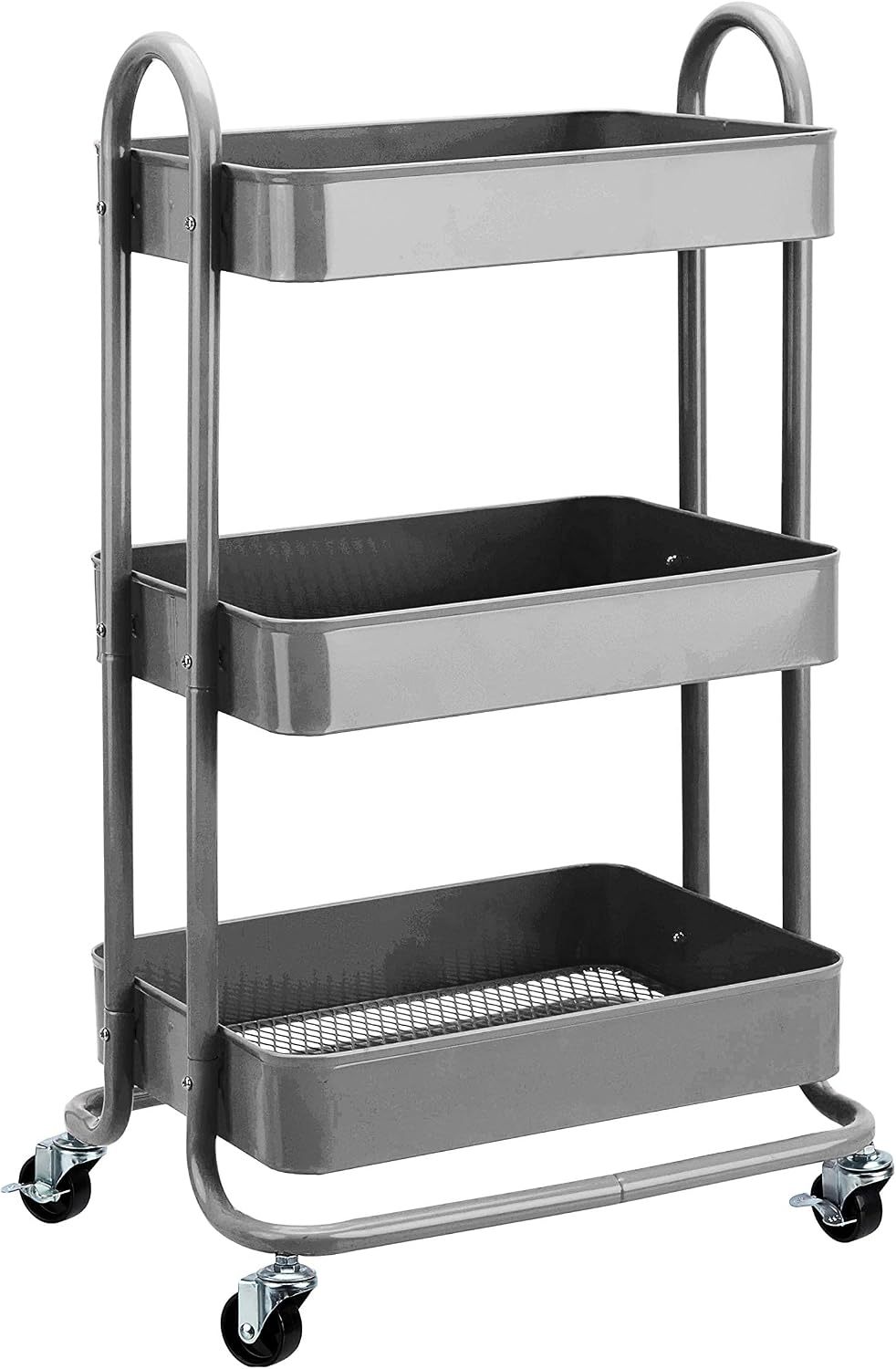 Carrito Auxiliar con Ruedas de 3 Niveles, Carro Organizador Multiuso para Cocina, Baño, Dormitorio y Oficina