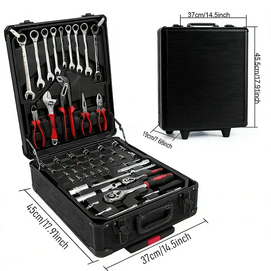 Kit de Herramientas 899 Piezas con Carro de Herramientas con Ruedas y Maletín Metálico, Organizador de 4 Niveles, Ideal para Reparación y Bricolaje