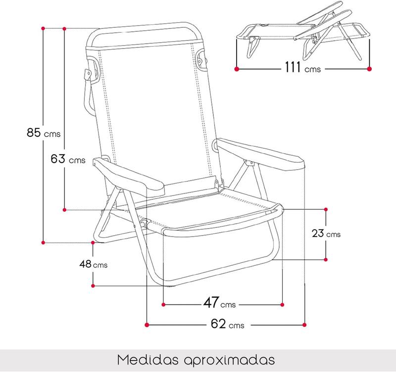 Silla Playa Plegable Aluminio y Tela de Textileno | 48x62x85 cm | Multiposiciones Reclinable | Azul Turquesa | Diseño Arabesque | Refuerzo en Las Patas