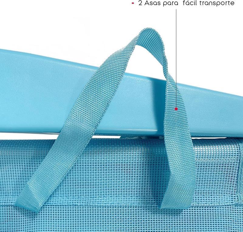 Silla Playa Plegable Aluminio y Tela de Textileno | 48x62x85 cm | Multiposiciones Reclinable | Azul Turquesa | Diseño Arabesque | Refuerzo en Las Patas