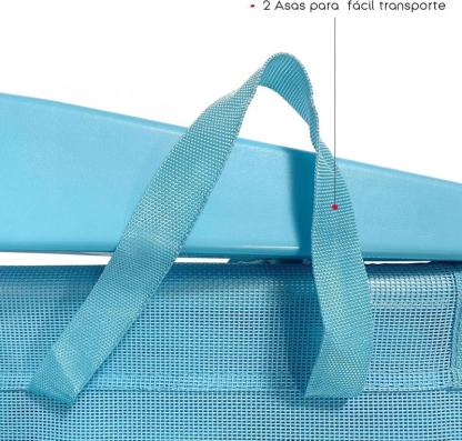 Silla Playa Plegable Aluminio y Tela de Textileno | 48x62x85 cm | Multiposiciones Reclinable | Azul Turquesa | Diseño Arabesque | Refuerzo en Las Patas
