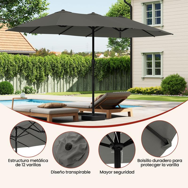 Sombrilla de Jardín, Parasol Terraza, 450x267 cm, UPF 50+, Sombrilla Playa Grande, Parasol para Balcon Piscina Patio Exteriores, con Funda Protectora,