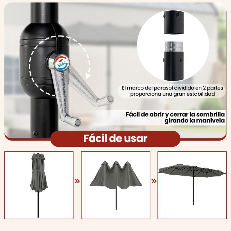 Sombrilla de Jardín, Parasol Terraza, 450x267 cm, UPF 50+, Sombrilla Playa Grande, Parasol para Balcon Piscina Patio Exteriores, con Funda Protectora,