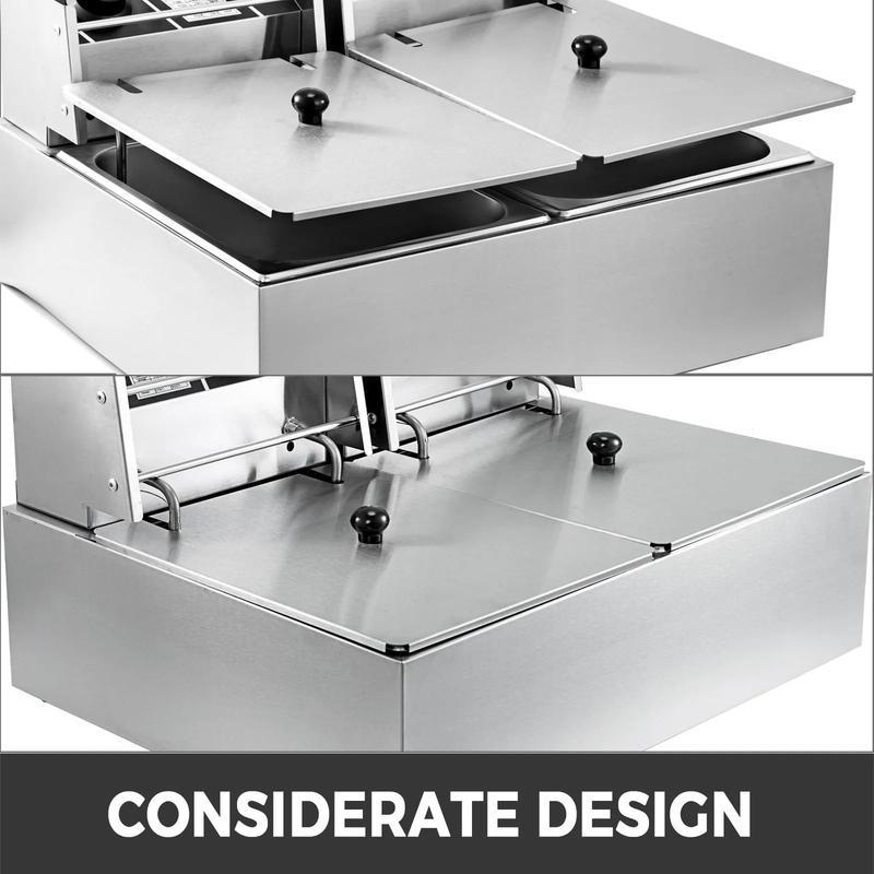 Freidora comercial 12L, eléctrica 5000W, doble cuba, YB 82 Dual Tank, freidora eléctrica de mesa, acero inoxidable, patatas fritas, para uso comercial