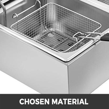 Freidora comercial 12L, eléctrica 5000W, doble cuba, YB 82 Dual Tank, freidora eléctrica de mesa, acero inoxidable, patatas fritas, para uso comercial