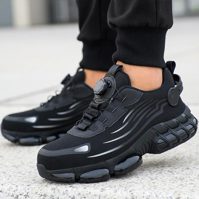 Zapatos con punta de acero para hombre, zapatillas de trabajo de seguridad cómodas, zapatos industriales antideslizantes, zapatos ligeros a prueba de perforaciones
