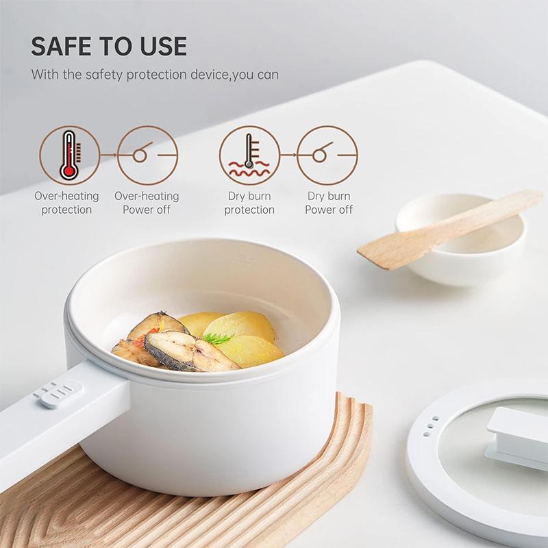 Electric Hot Pot,1.5L Mini Hot Pot, Ceramic Glaze Non-stick Portable Pot, Electric Pot for for Steak, Egg, Fried Rice, Oatmeal, Soup,Ramen with Dual Power Control, Electric Pot for Dorm Multifunctional Hot Pot Kitchen Appliances,home essentials