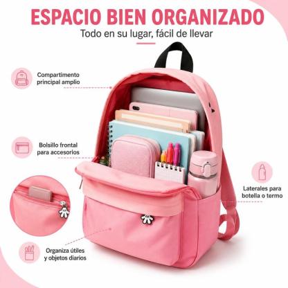 Morral y Mochila Infantil Impermeable Novedad 2026 con Estampados de Caricaturas, Diseño Ergonómico Transpirable, 9 Colores Disponibles, Medidas 31x24x10 cm para Niños Jardín y Primaria