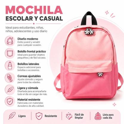 Morral y Mochila Infantil Impermeable Novedad 2026 con Estampados de Caricaturas, Diseño Ergonómico Transpirable, 9 Colores Disponibles, Medidas 31x24x10 cm para Niños Jardín y Primaria