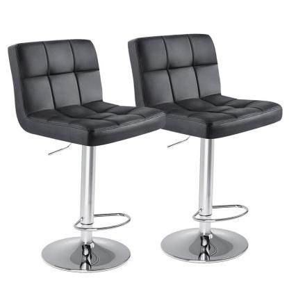 Taburetes de bar ajustables en altura S - Sillas giratorias de cuero sintético con elevador hidráulico, cojines de asiento gruesos, respaldos, estructura de acero, muebles de altura de mostrador para cocina y decoración del hogar