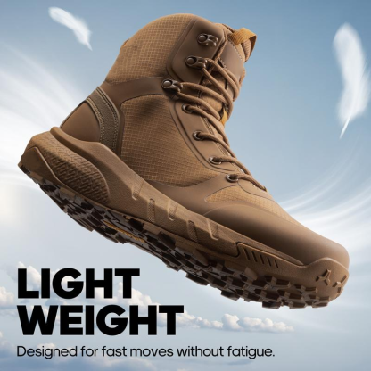 【Regreso a clases】Botas tácticas para hombre de 8 pulgadas en nailon liso con punta redonda; ligeras y cómodas para usar todo el día; calzado de seguridad y trabajo con cremallera lateral; ideales para motociclismo, senderismo y caminatas; regalo para el 
