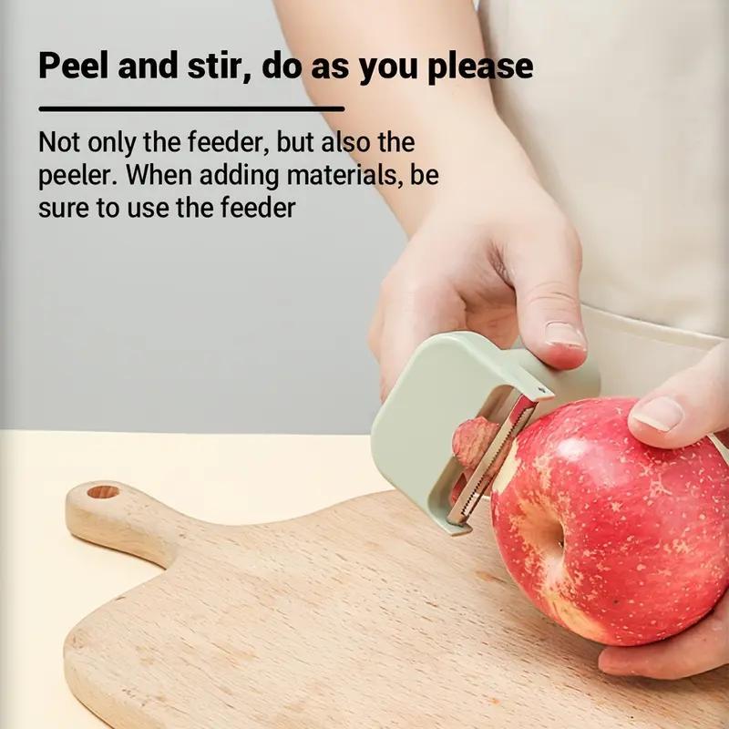 Picadora de alimentos eléctrica portátil 4 en 1: miniprocesador de alimentos con cuchilla de acero inoxidable, accesorio para rebanar, batidor, cepillo de limpieza y empujador de alimentos; herramienta de cocina compacta para preparar ajo, verduras, huevo