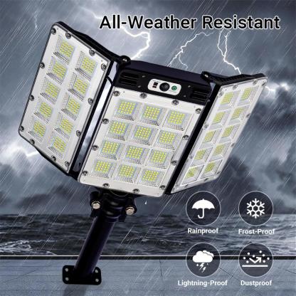 Focos solares de 800 LED con sensor de movimiento, control remoto, resistentes al agua IP65, 3 modos de brillo, luces de seguridad exteriores superbrillantes.