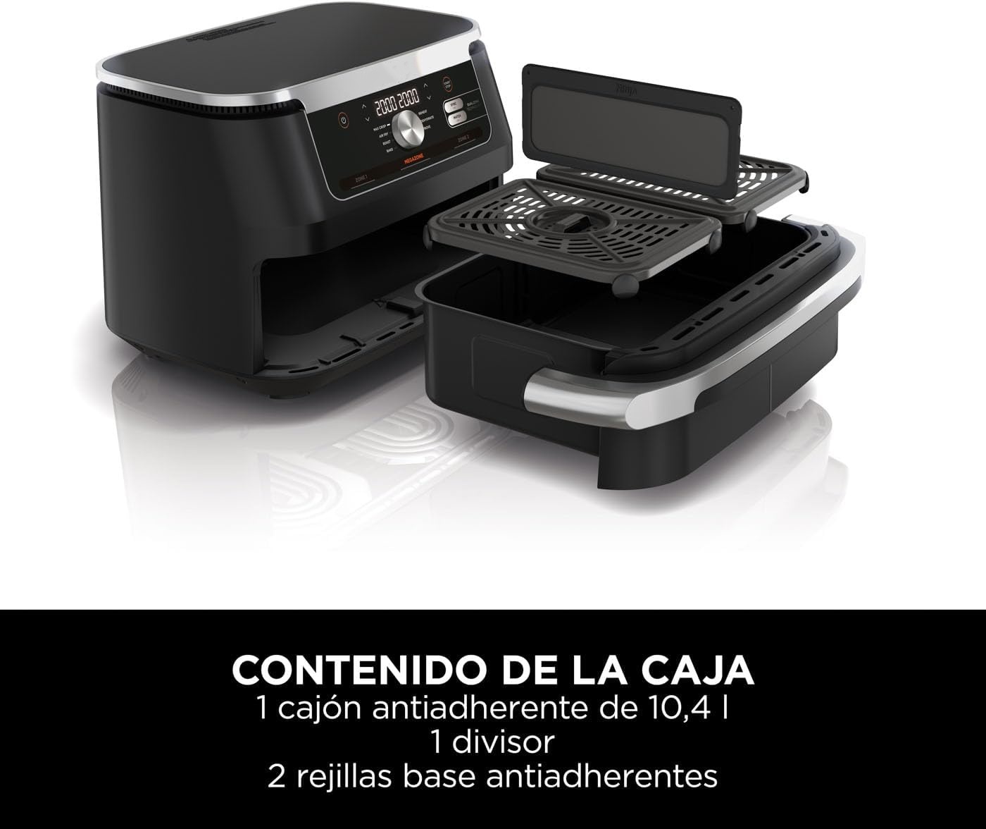 Freidora de Aire Doble XL 10,4 L, 7 Funciones, Sin Aceite, Cocina Saludable