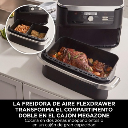 Freidora de Aire Doble XL 10,4 L, 7 Funciones, Sin Aceite, Cocina Saludable