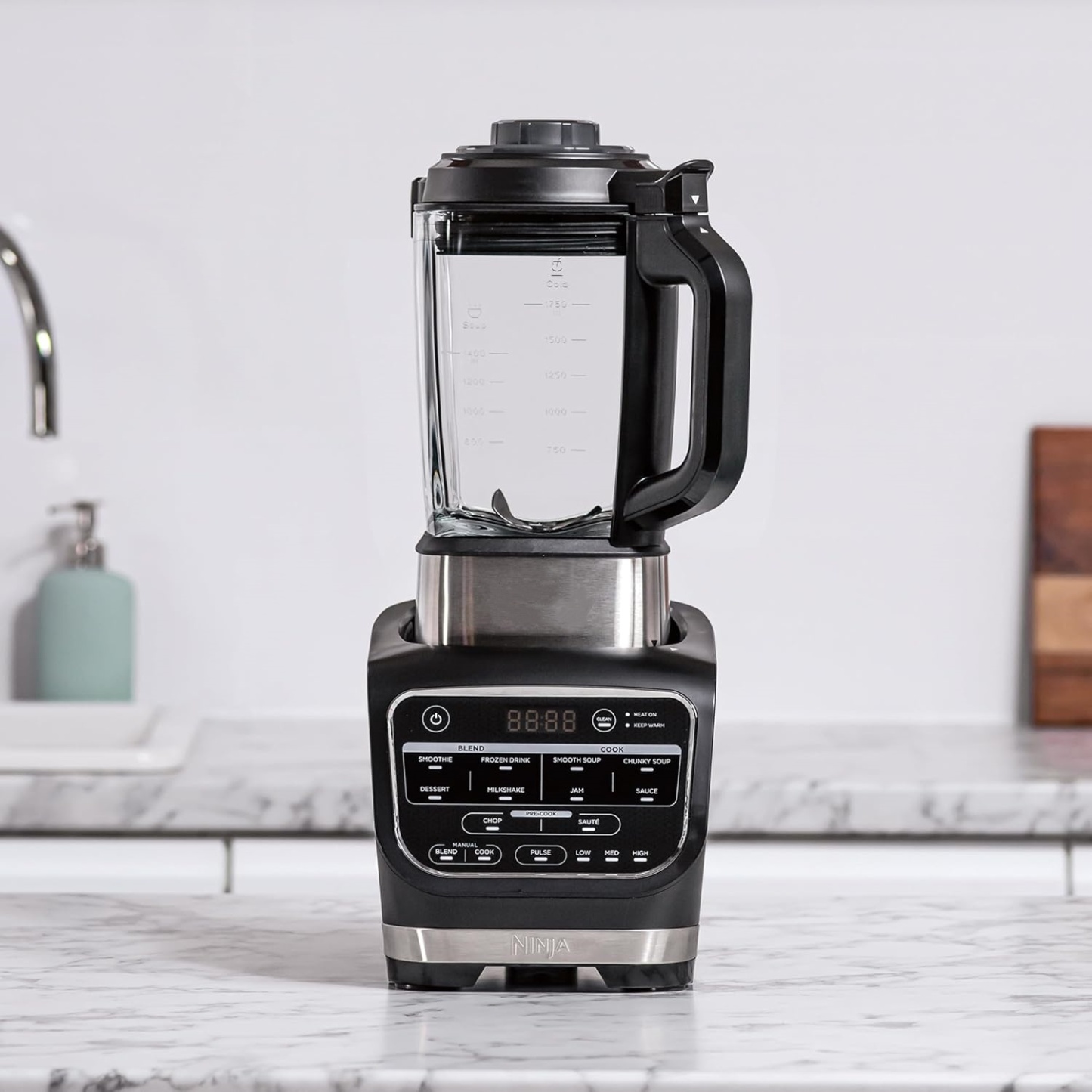 Batidora de Vaso de Cristal 1000W con Función Sopa, Batidora y Cocina Multifunción