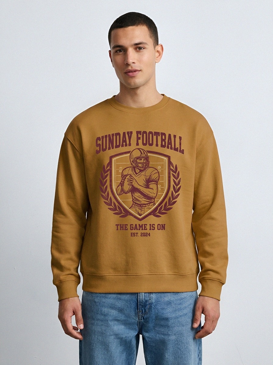 Men's Sunday Football Player Shield Graphic Printed Sweatshirt