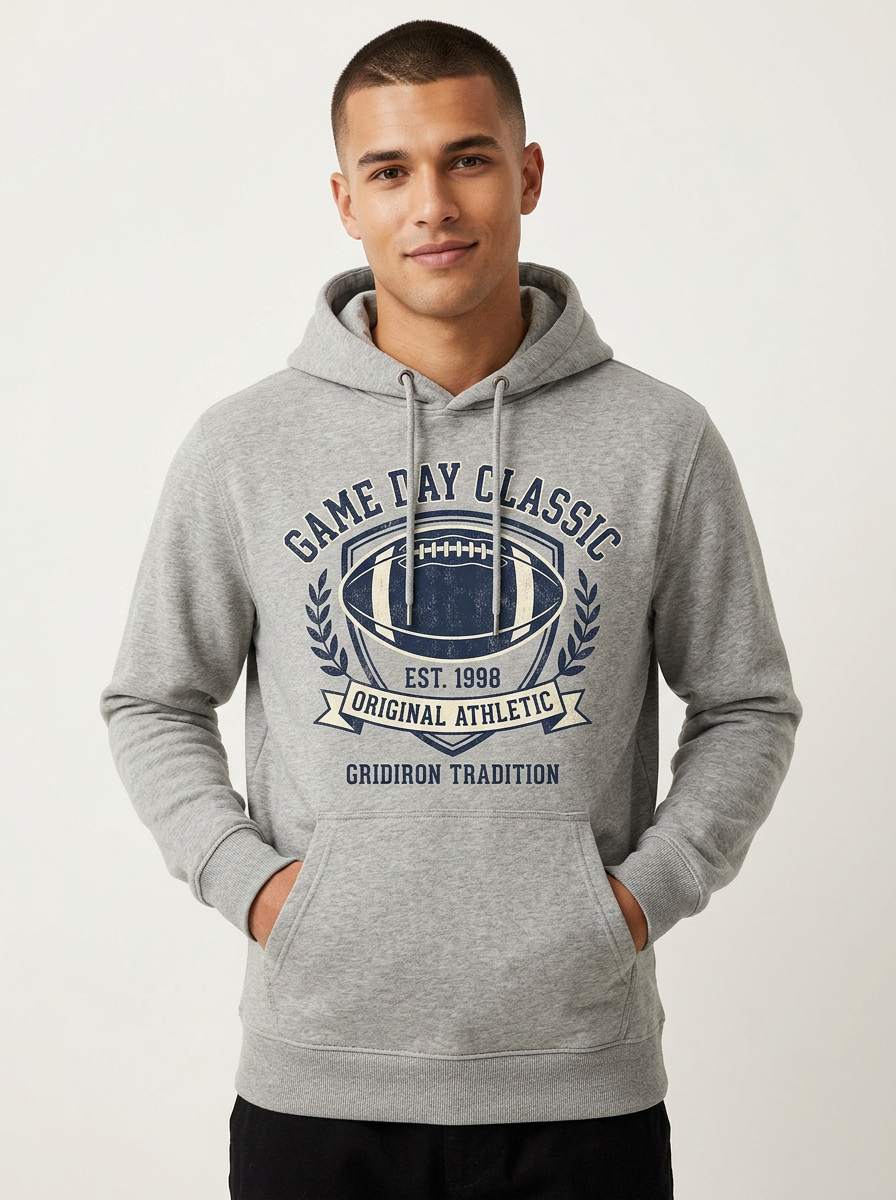 Men's American Football Game Day Classic Shield Printed Hoodie