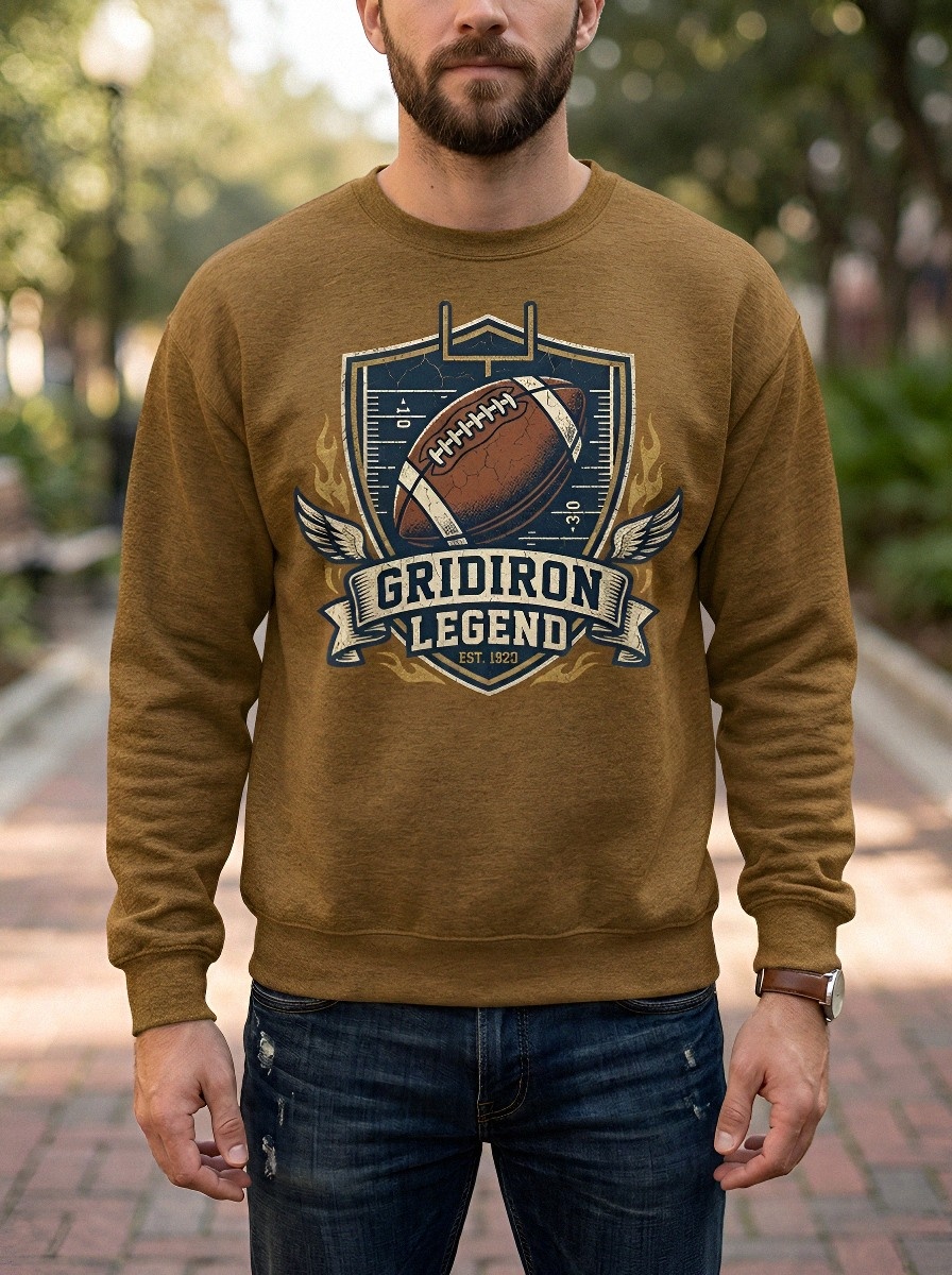 Men's Football Fan Gridiron Legend Shield Printed Sweatshirt
