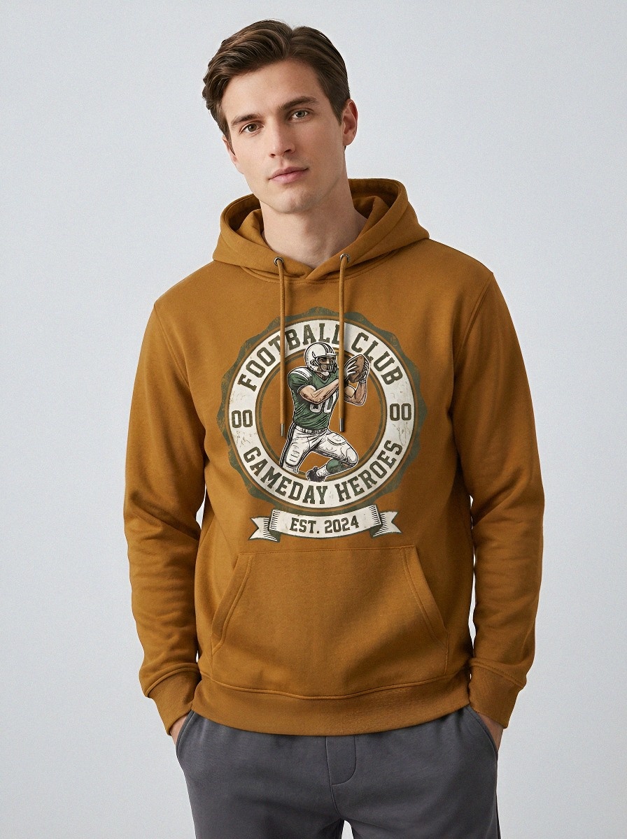 Men's American Football Gameday Heroes Emblem Printed Hoodie