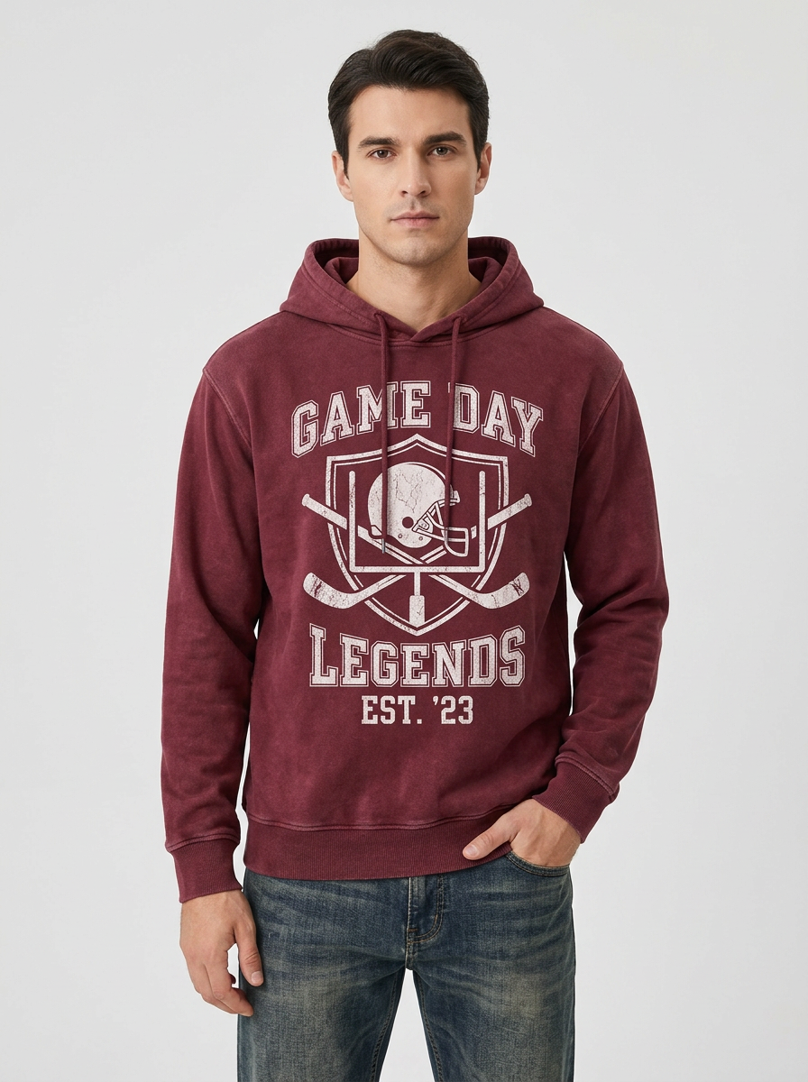 Men's Football Fan Game Day Legends Helmet Printed Hoodie