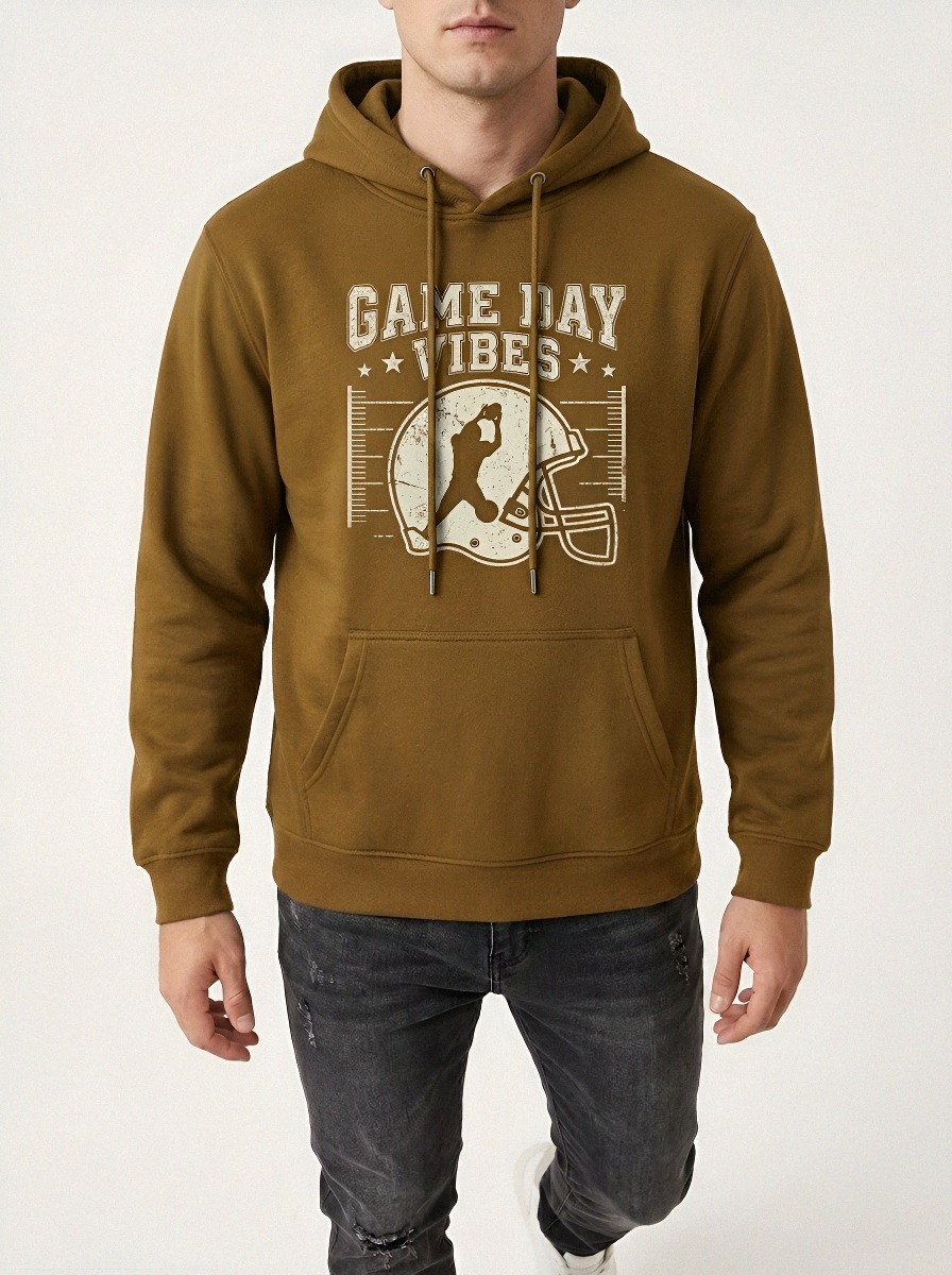 Men's American Football Game Day Vibes Helmet Printed Hoodie