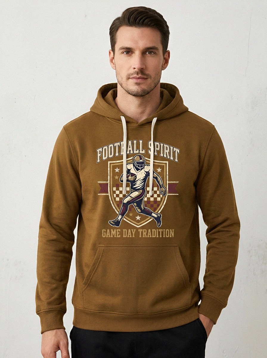 Men's Football Spirit Game Day Tradition Shield Printed Hoodie
