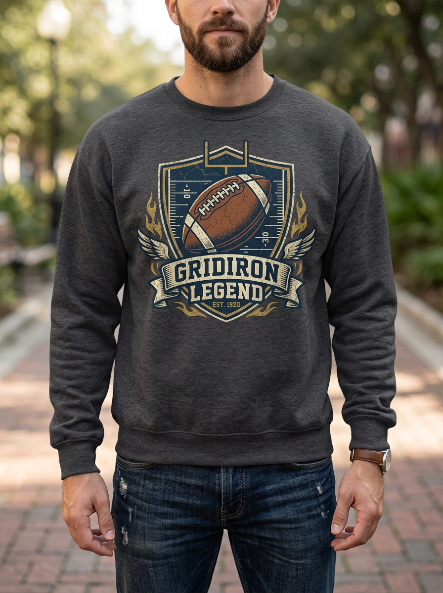 Men's Football Fan Gridiron Legend Shield Printed Sweatshirt