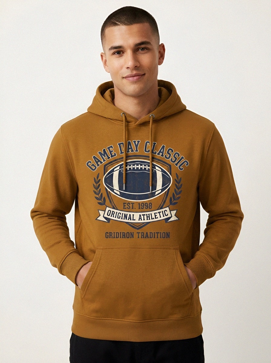 Men's American Football Game Day Classic Shield Printed Hoodie