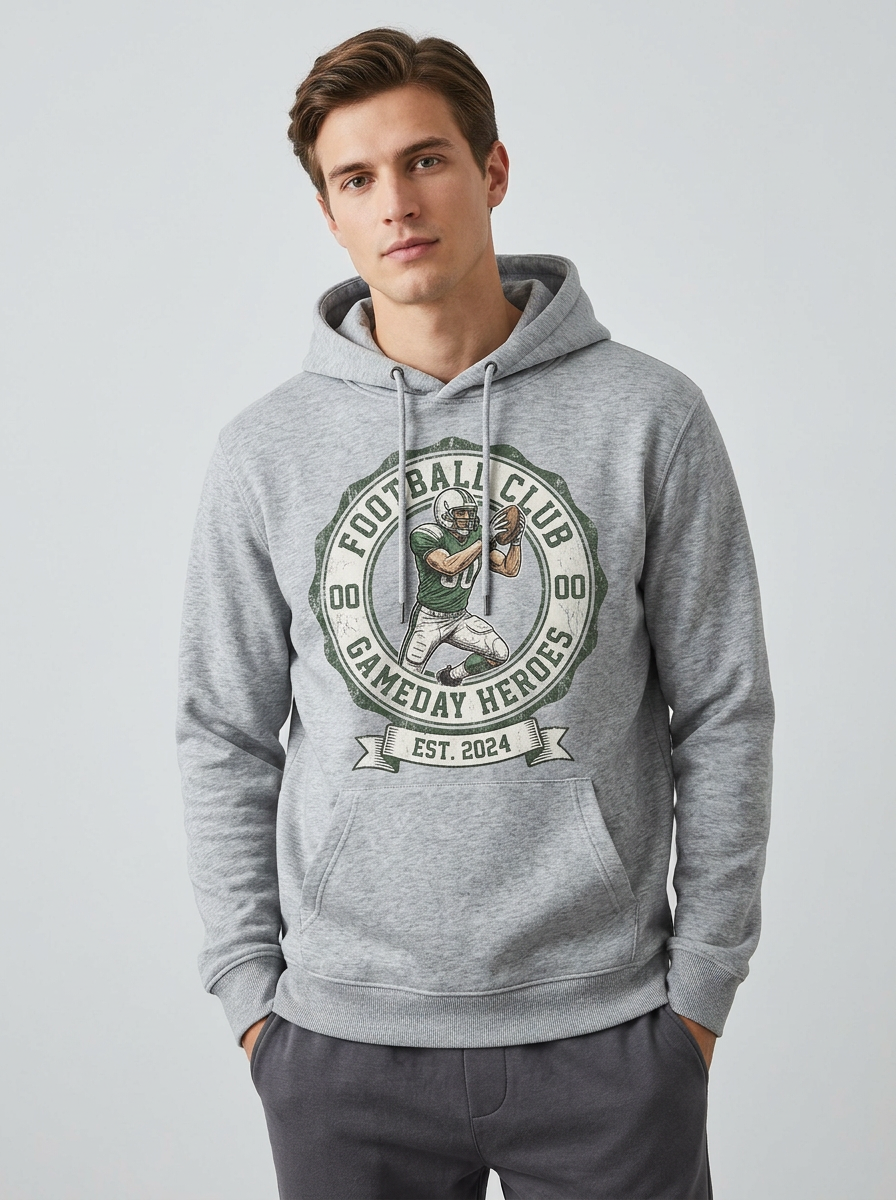 Men's American Football Gameday Heroes Emblem Printed Hoodie