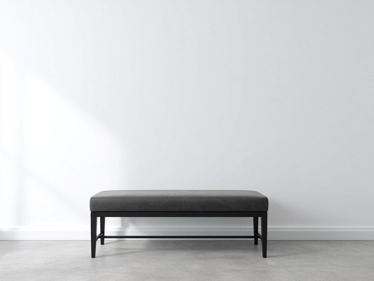 Banco efecto cuero 105×39×47 cm - gris oscuro/negro - formato compacto con refuerzo inferior para comedor-Pariaconest