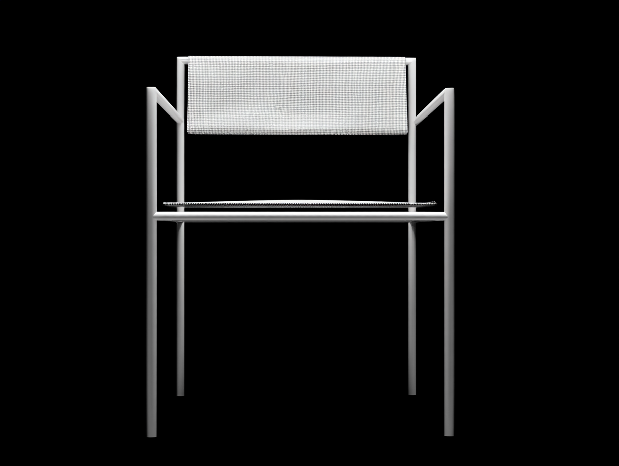 Sillón de metal y tejido 57×59×81 cm - blanco - para comedor con brazos angulares y respaldo suspendido-Pariaconest