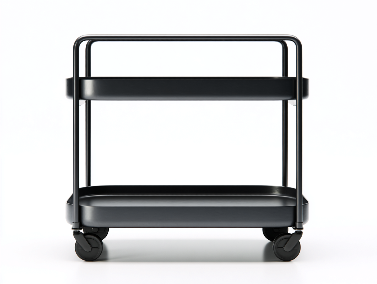 Carrito móvil de acero 64×40×78 cm - negro - para comedor con doble nivel y asas tubulares integradas-Pariaconest