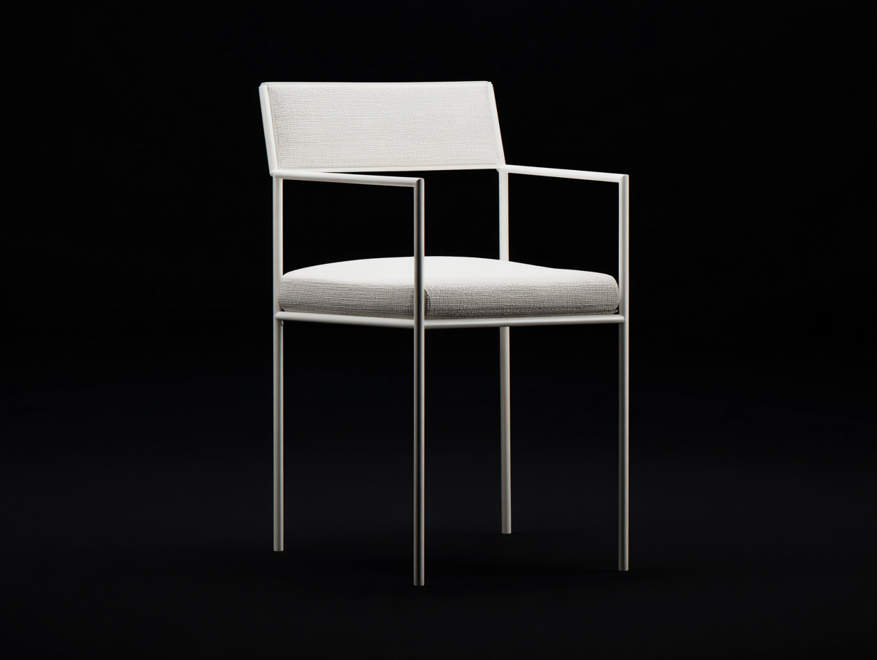 Sillón de metal y tejido 58×60×83 cm - blanco roto/crema - para comedor con brazos rectos y respaldo tapizado-Pariaconest