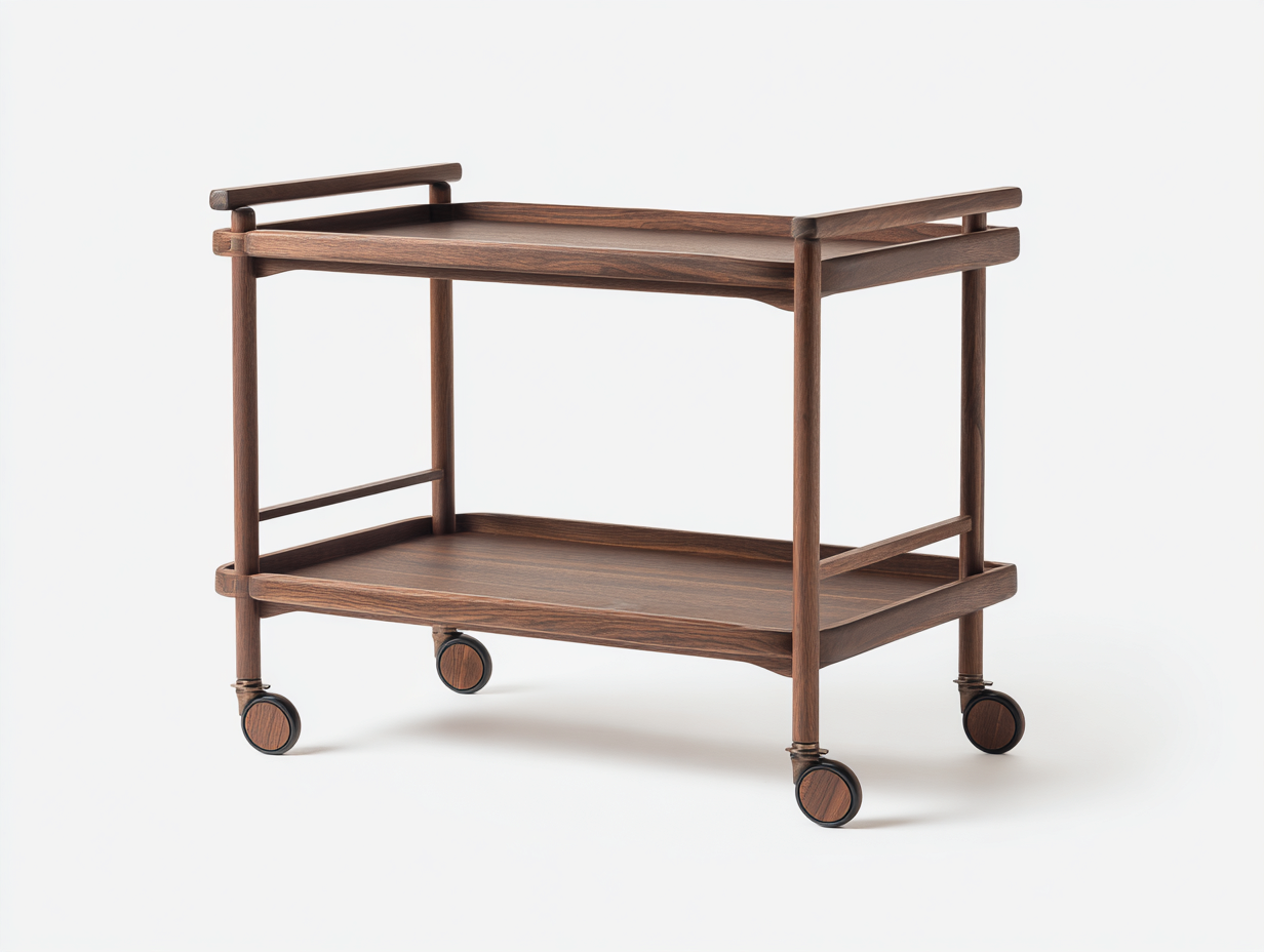 Carrito móvil de madera 86×45×80 cm - nogal oscuro - dos bandejas con ruedas para comedor-Pariaconest