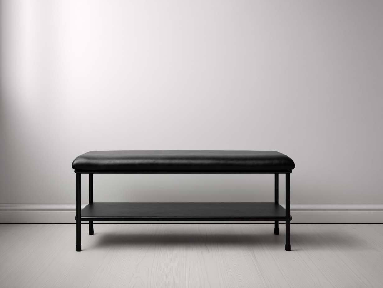 Banco tapizado de metal 120×40×48 cm - negro - para comedor con balda inferior de apoyo-Pariaconest