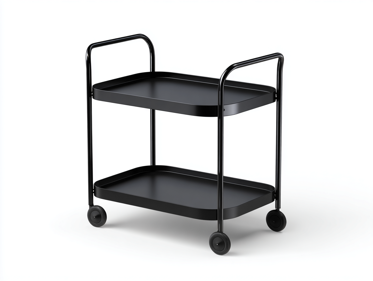 Carrito móvil de metal 70×40×80 cm - negro - para comedor con dos niveles y marco tubular-Pariaconest