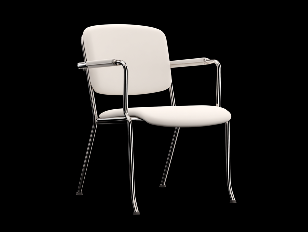 Sillón tapizado 58×60×82 cm - blanco/cromado - para comedor con reposabrazos y estructura tubular-Pariaconest