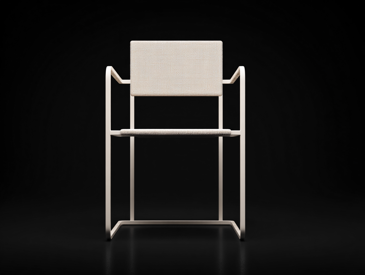 Sillón de metal y tejido 56×57×80 cm - blanco/crema - para comedor con estructura geométrica y respaldo rectangular-Pariaconest