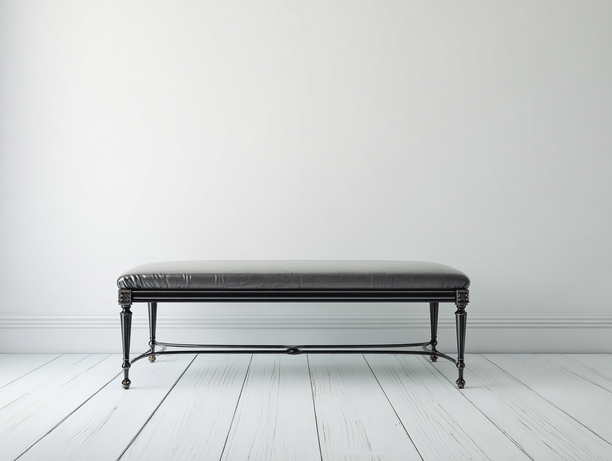 Banco tapizado de metal 120×40×47 cm - gris/negro - asiento alargado sin respaldo para comedor-Pariaconest
