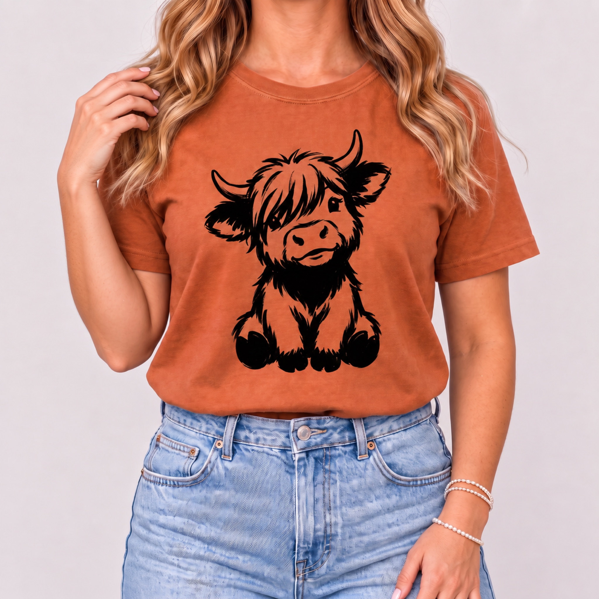 Women's Fall Baby Highland Cow T-Shirt