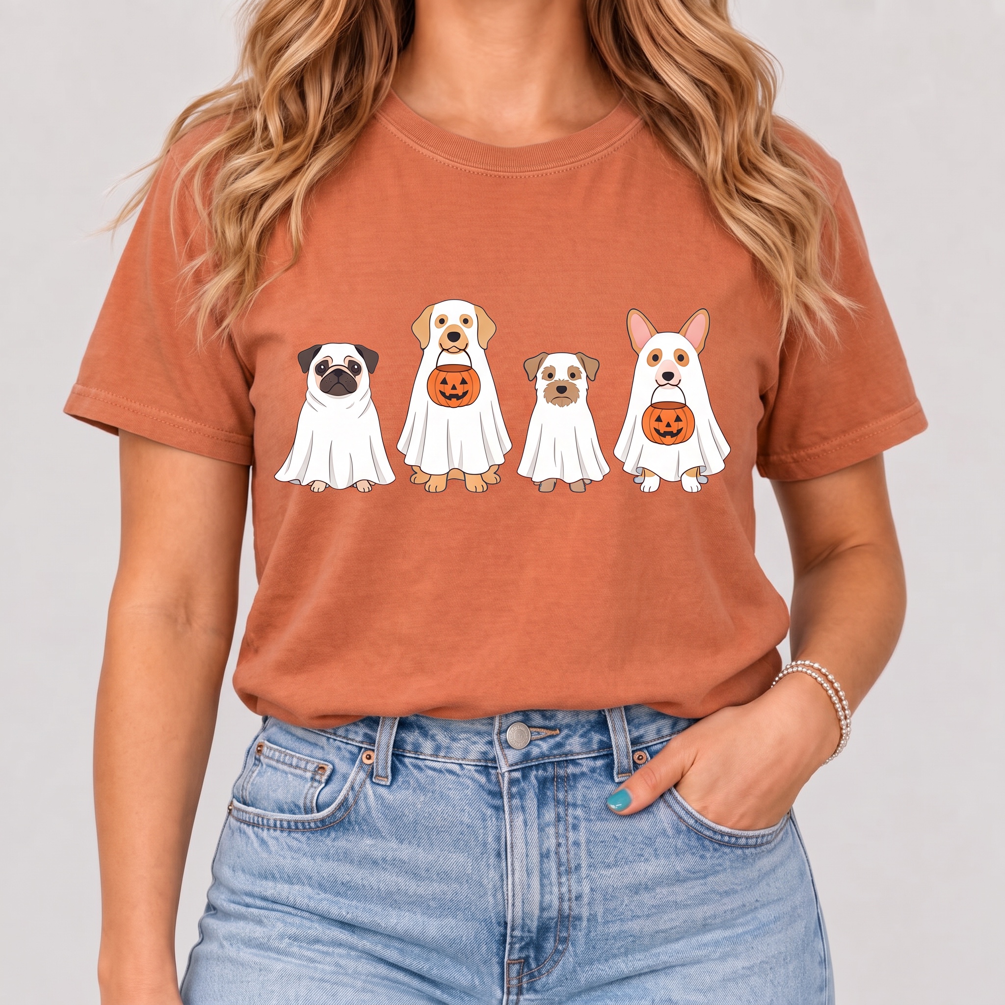 Women's Halloween Ghost Dogs T-Shirt