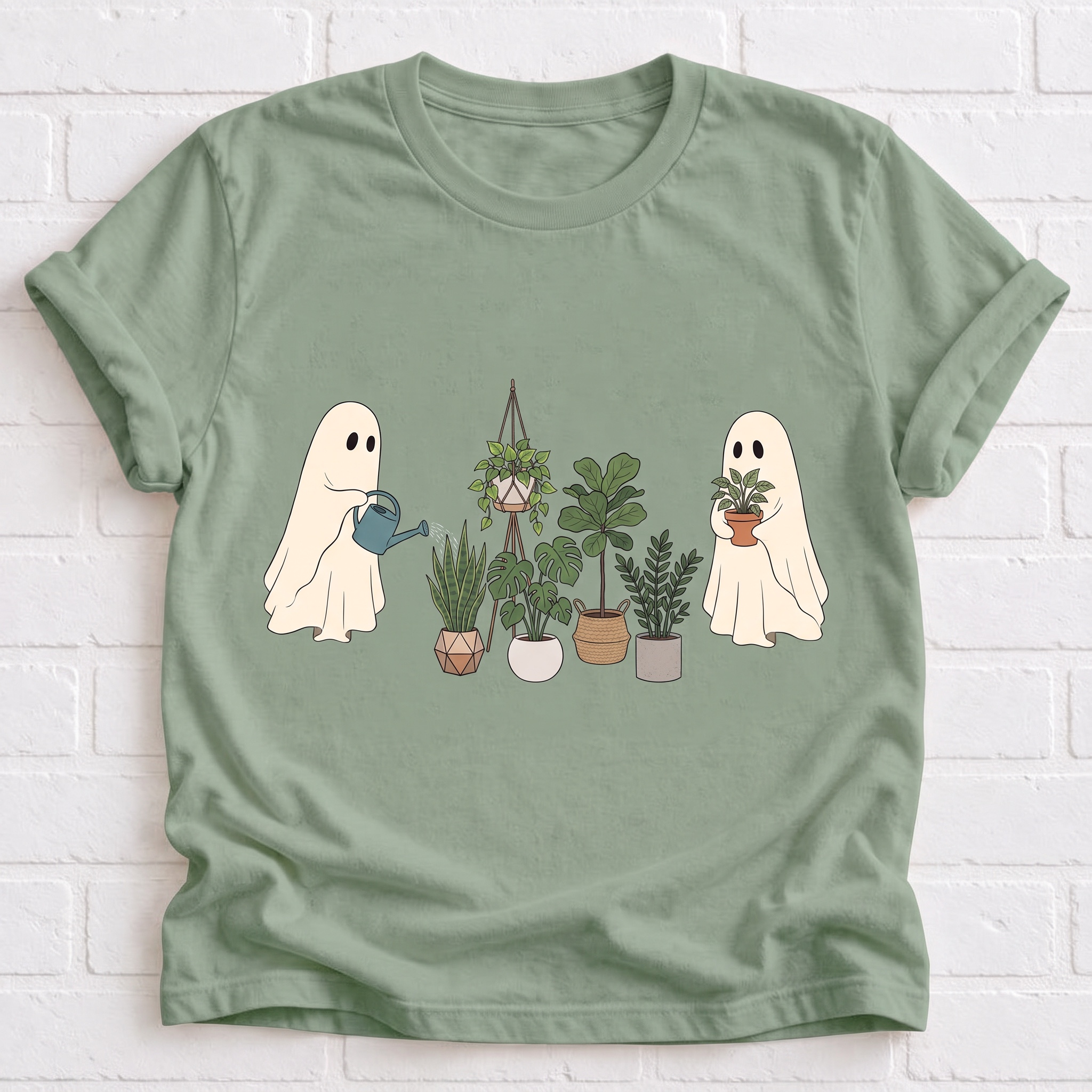 Women's Halloween Ghost Plant Lady T-Shirt