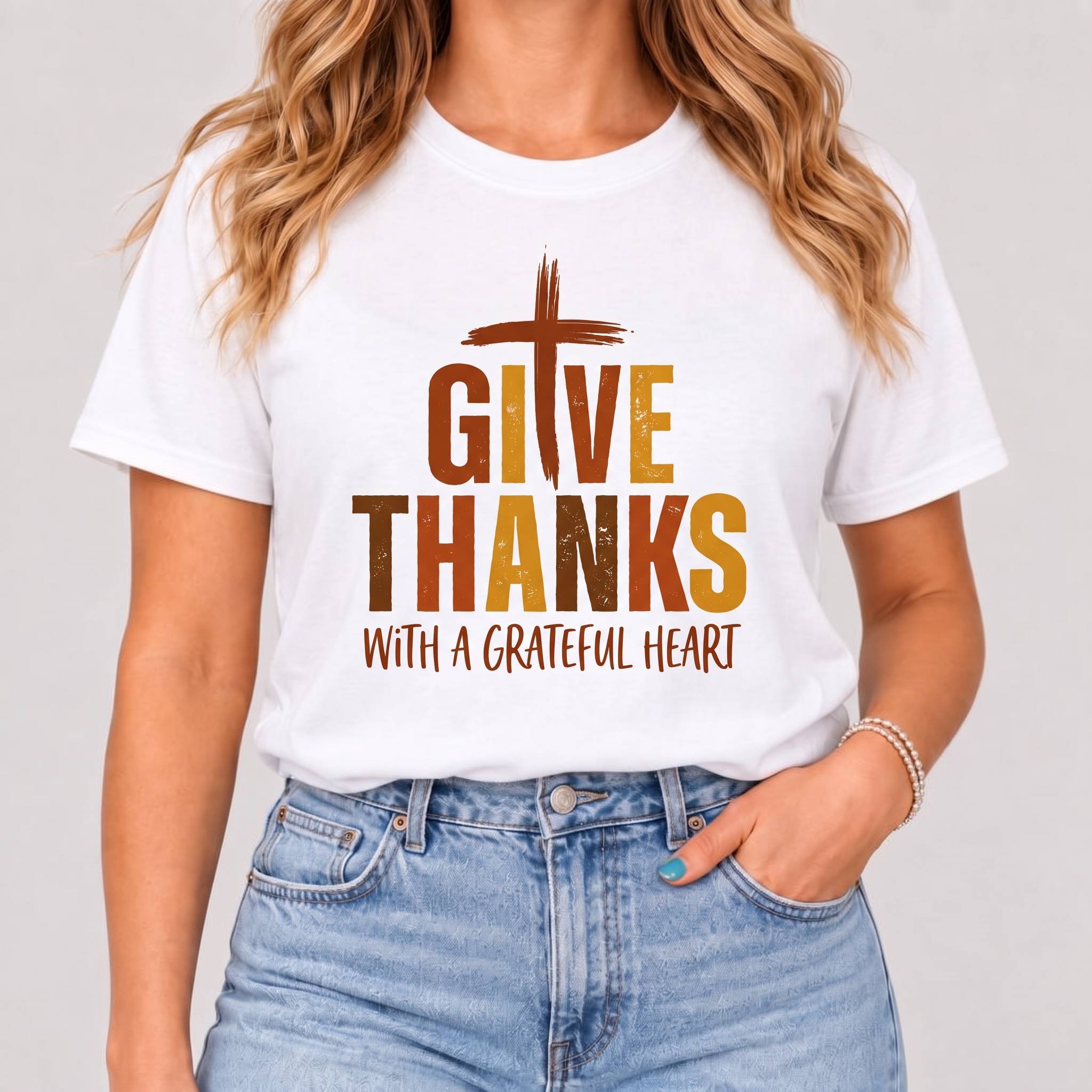 Women's Thanksgiving "Give Thanks With a Grateful Heart" T-Shirt