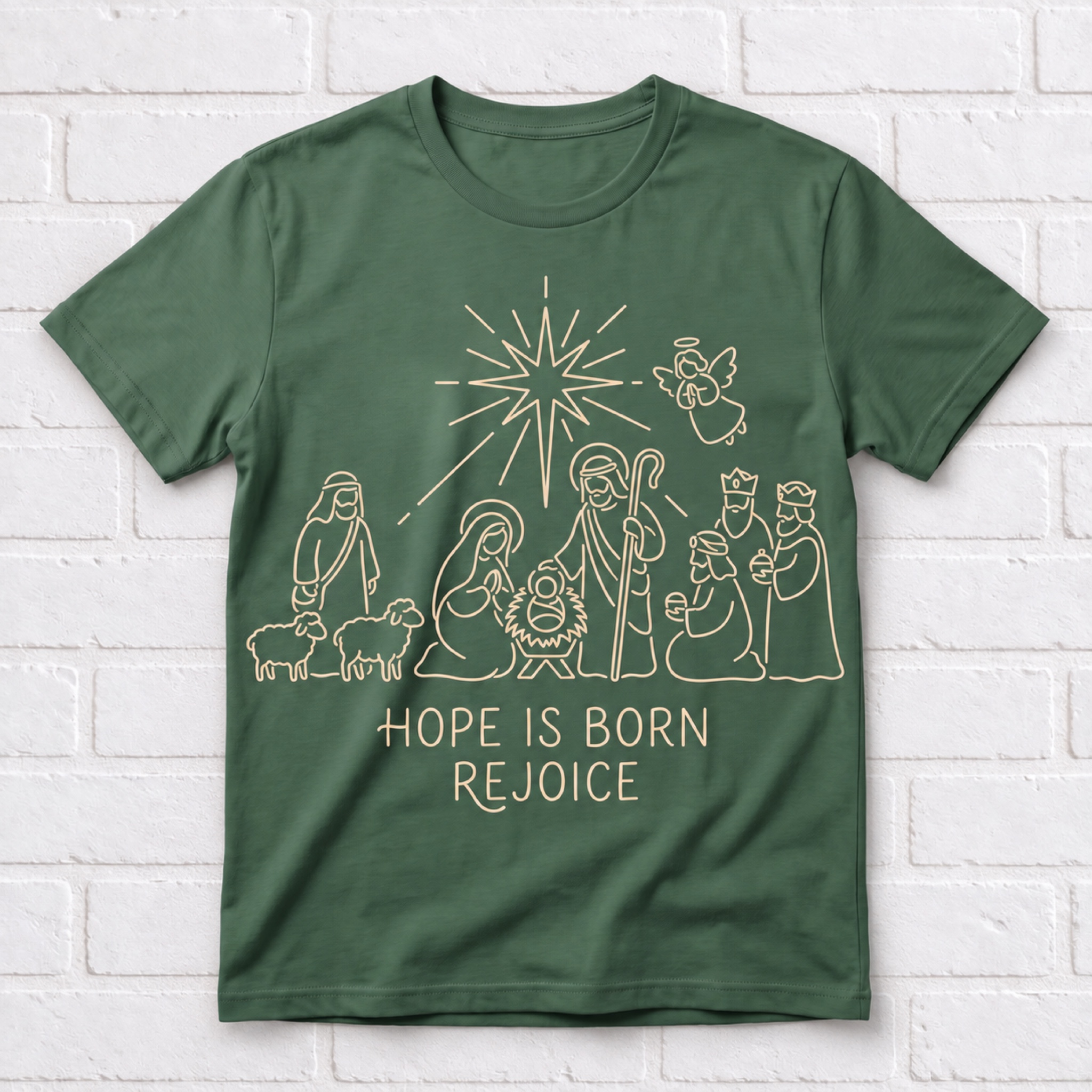 Women's Christmas "Hope Is Born" Nativity T-Shirt